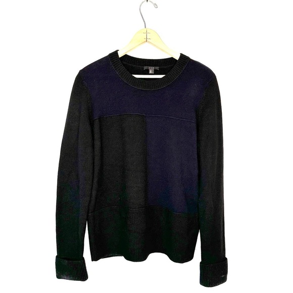 COS | Black and Blue Color Block Sweater Size Medium - Picture 1 of 5